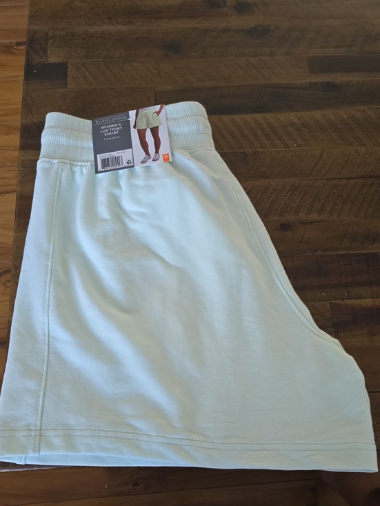 Berkley Jensen Pants - Women's Light Mint Terry Shorts with Ribbed Waistband
